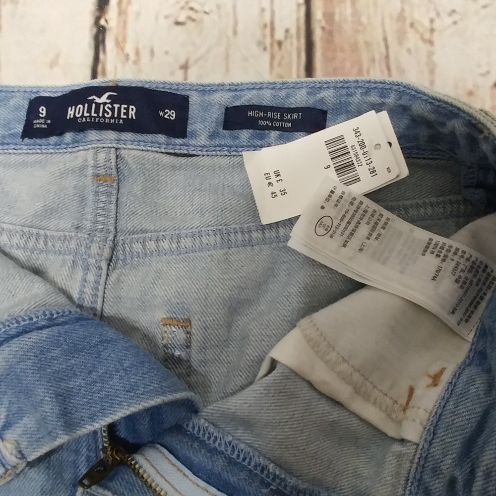 NWT Hollister High-Rise Distressed Jean Skirt 9 - Picture 4 of 6
